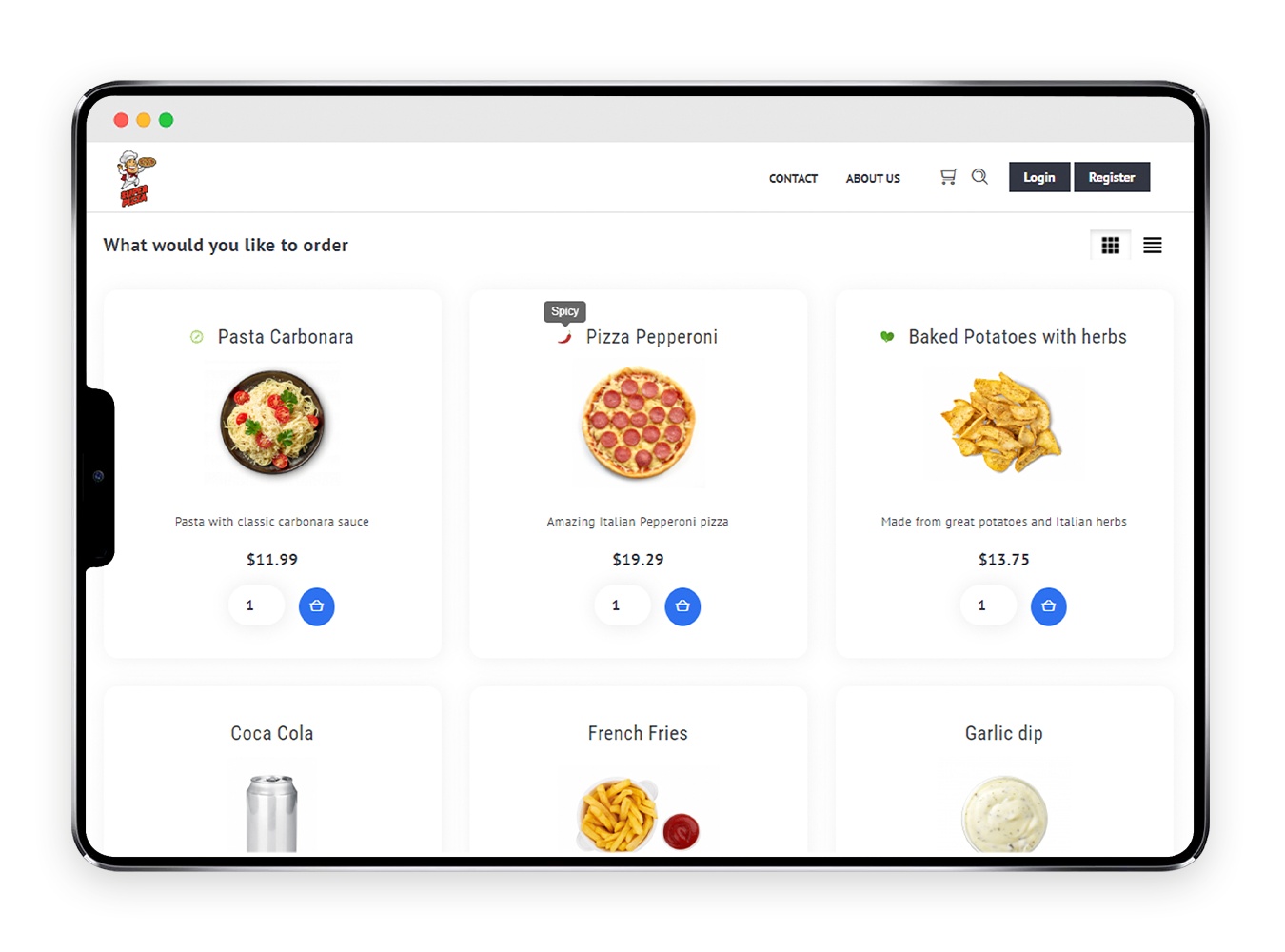 Create your ordering page